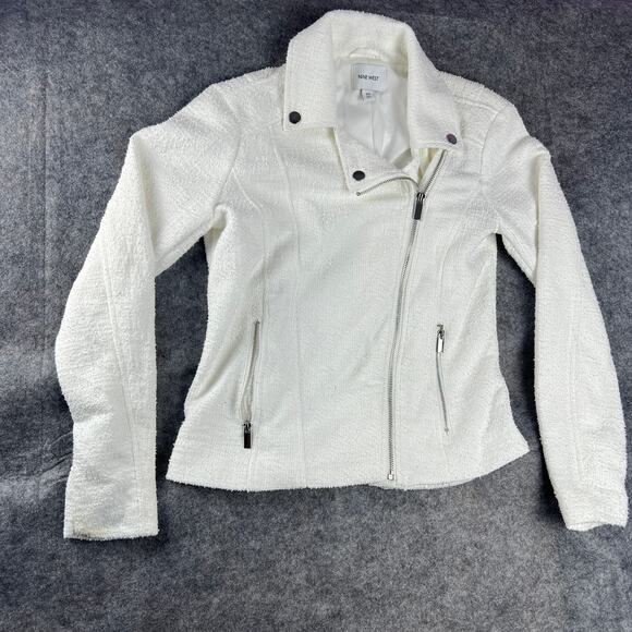Nine West Jackets & Blazers - Nine West White Textured Knit Moto Jacket Size XS